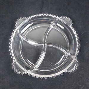 Imperial Glass Clear Candlewick Round 4 Part Divided Serving Relish Dish